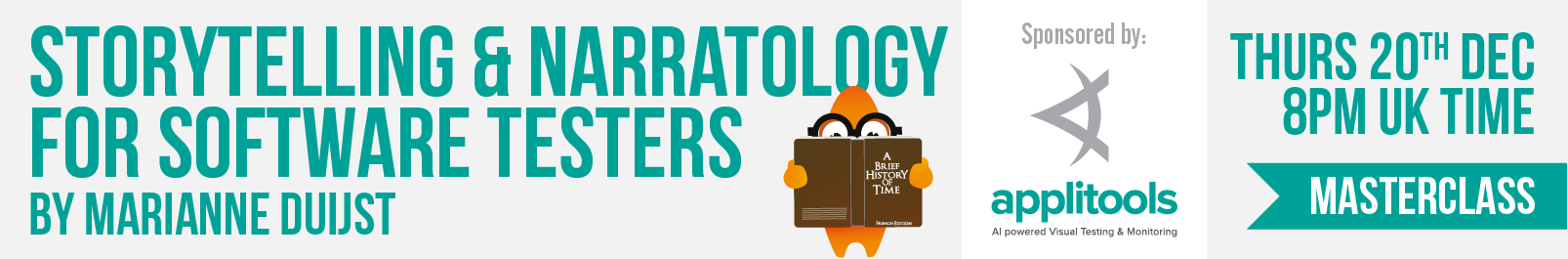 Masterclass | Storytelling & Narratology for Software Testers | Marianne Duijst banner image