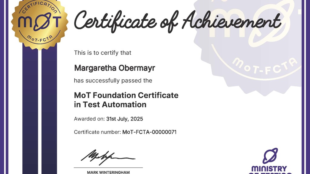 MoT Foundation Certificate in Test Automation image