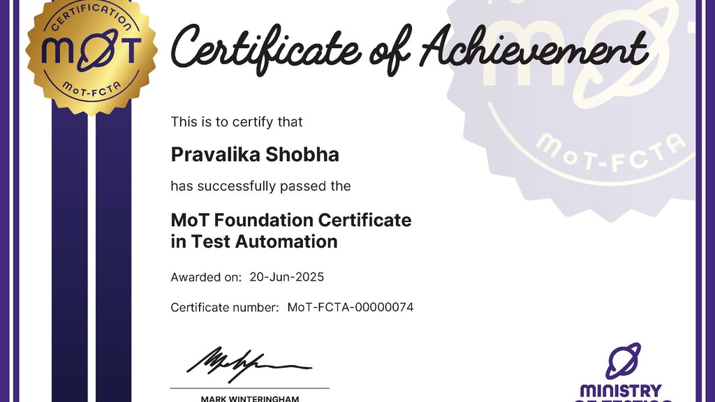 MoT Foundation Certificate in Test Automation image