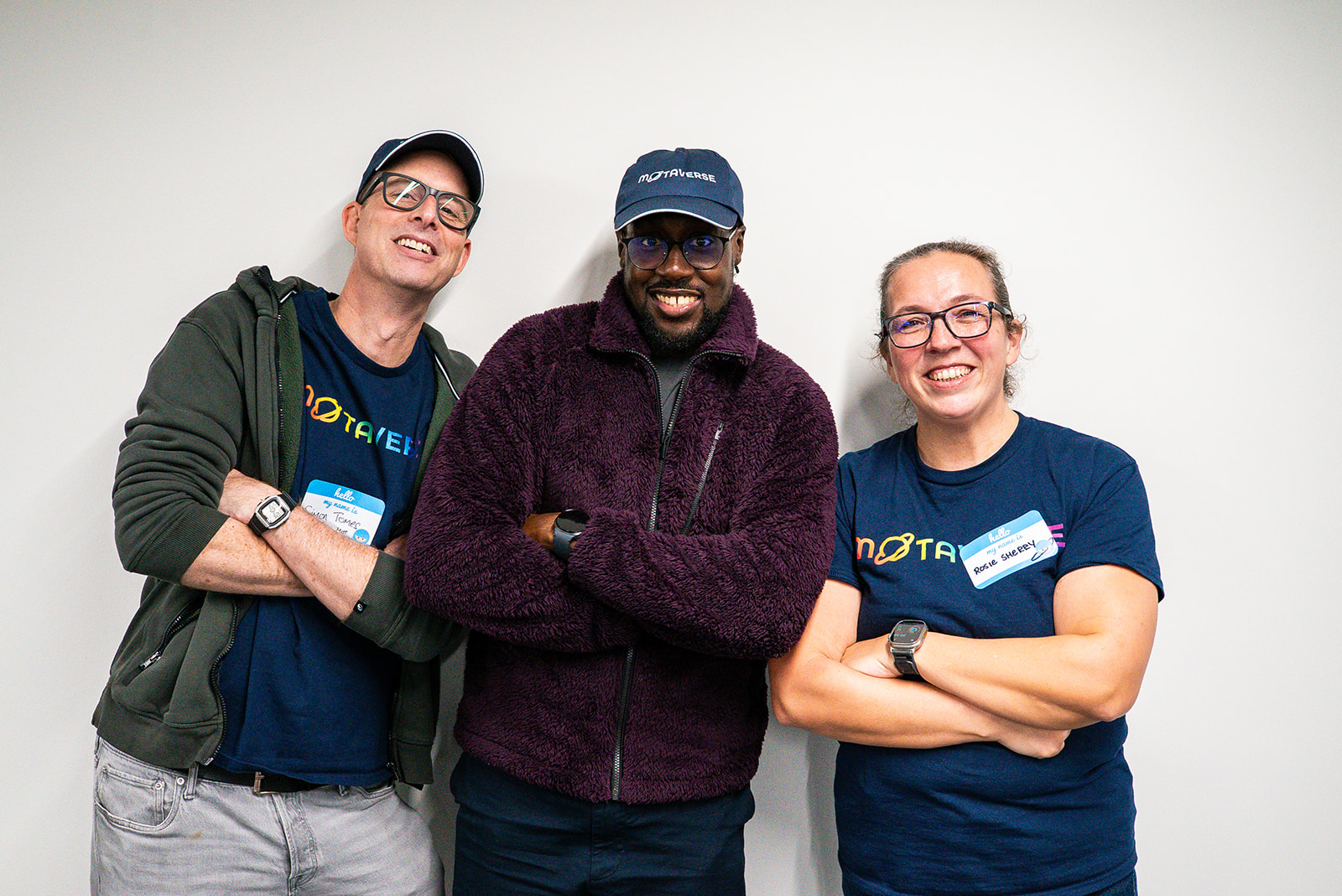 Simon Tomes, Eamon Droko and Rosie Sherry pose for the camera.