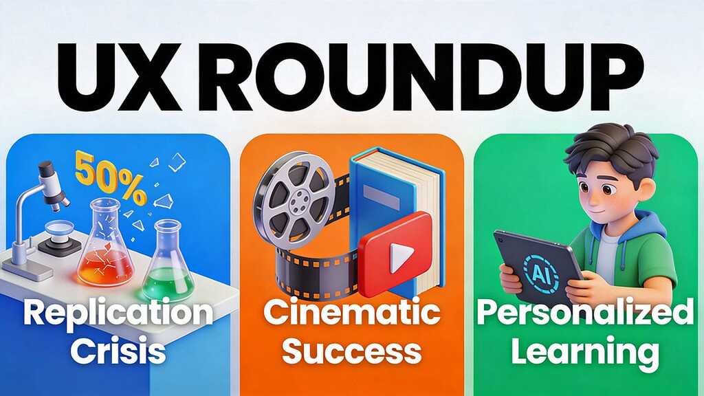UX Roundup: Generate in 4K | Research Reproducibility Crisis | NotebookLM Videos Perform Well | Midjourney v.8 | Micr... image
