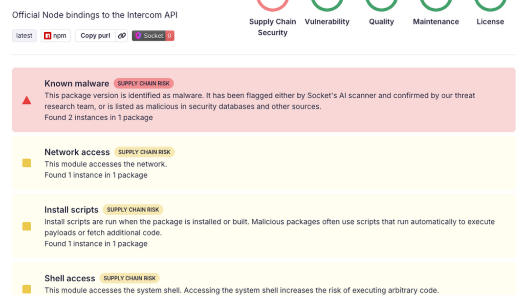 Intercom’s npm Package Compromised in Ongoing Mini Shai-Hulud Worm Attack image image