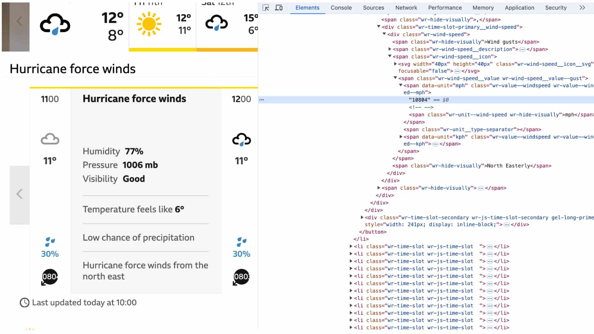 Data glitch brings hurricane warnings to BBC weather website image