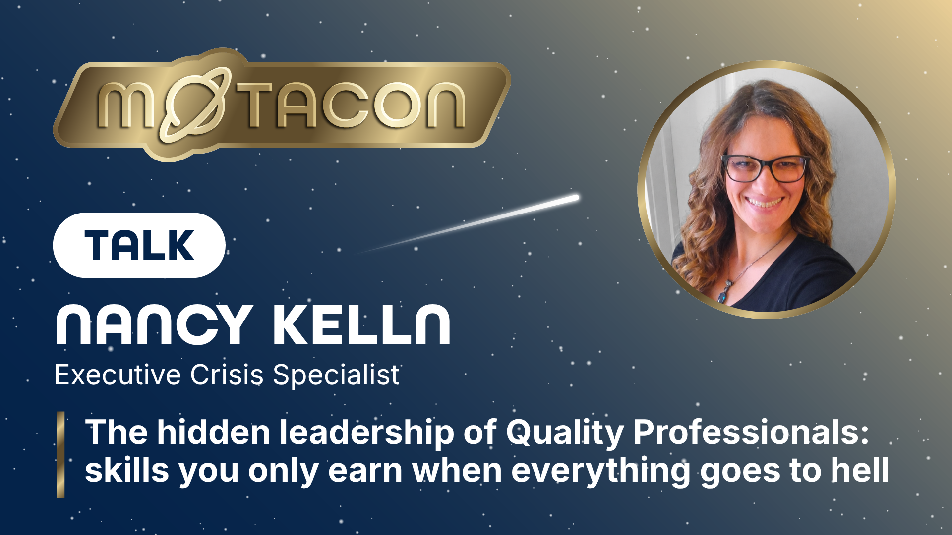 A promotional graphic for a MoTaCon. Talk titled "The hidden leadership of Quality Professionals: skills you only ear... image