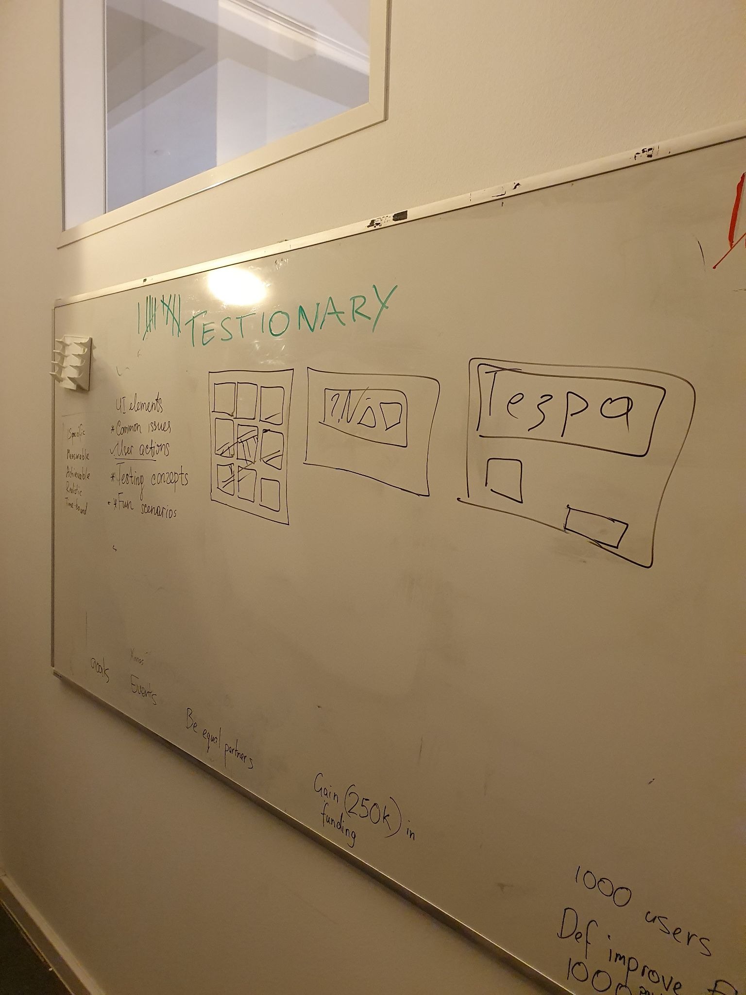 Whiteboard drawing for the word Captcha puzzle showing three boxes with distorted text fields containing random letters like WSDD and espa, mimicking a captcha verification challenge.