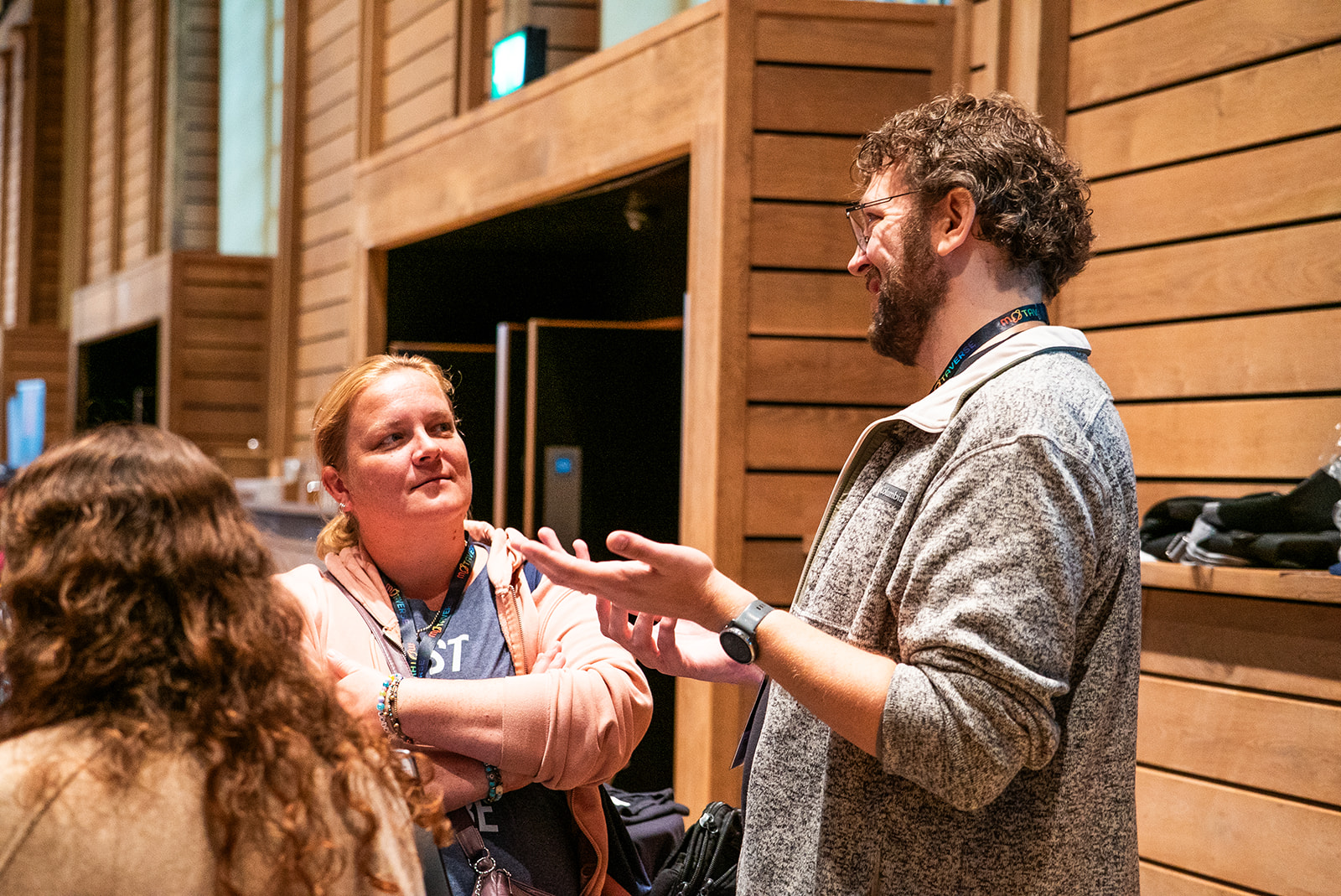 Dan Caseley at a sponsor stand at MoTaCon 25.