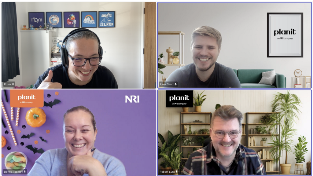 Screenshot of a virtual meeting with Rosie Sherry, Donna Toomey, Ryan Short, Robert Lunt.