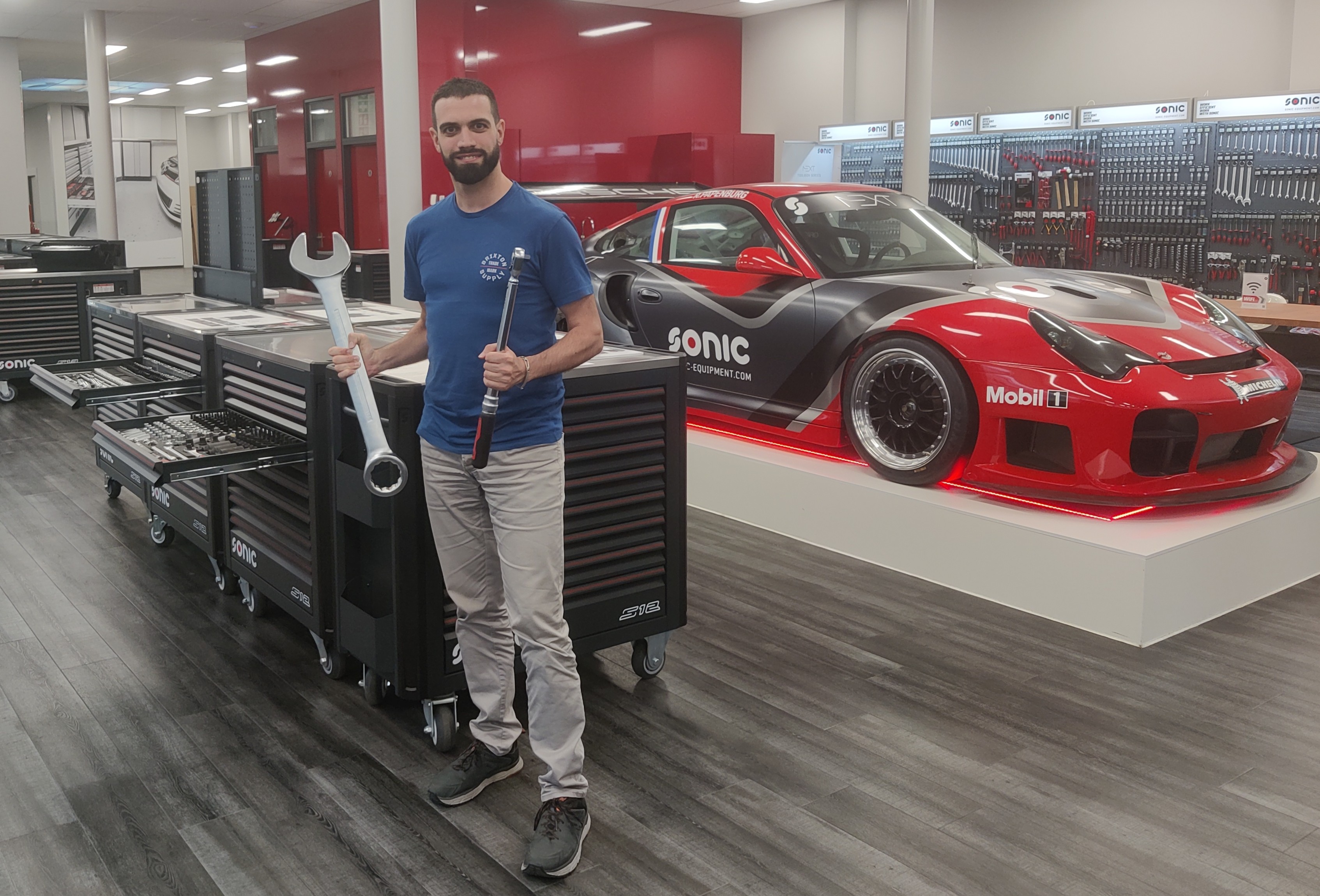 Rodolphe Henry in the showroom of Sonic Equipment