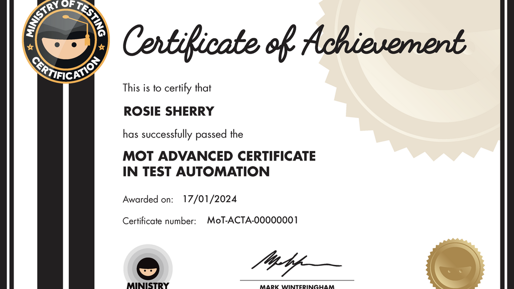 MoT Advanced Certificate in Test Automation image