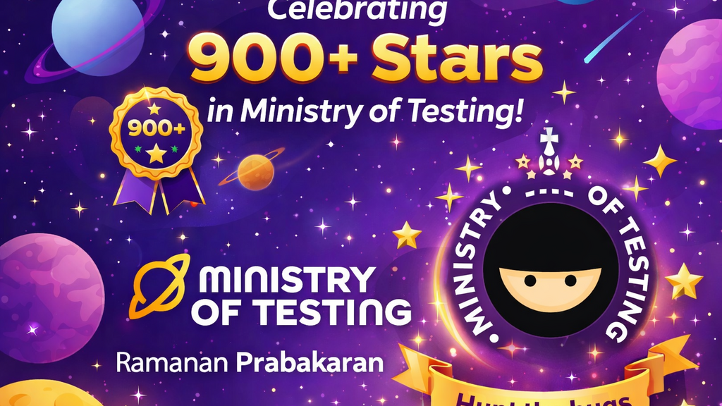 Grateful moment !!
Happy to share 900+ Stars on Ministry of Testing ⭐
 image