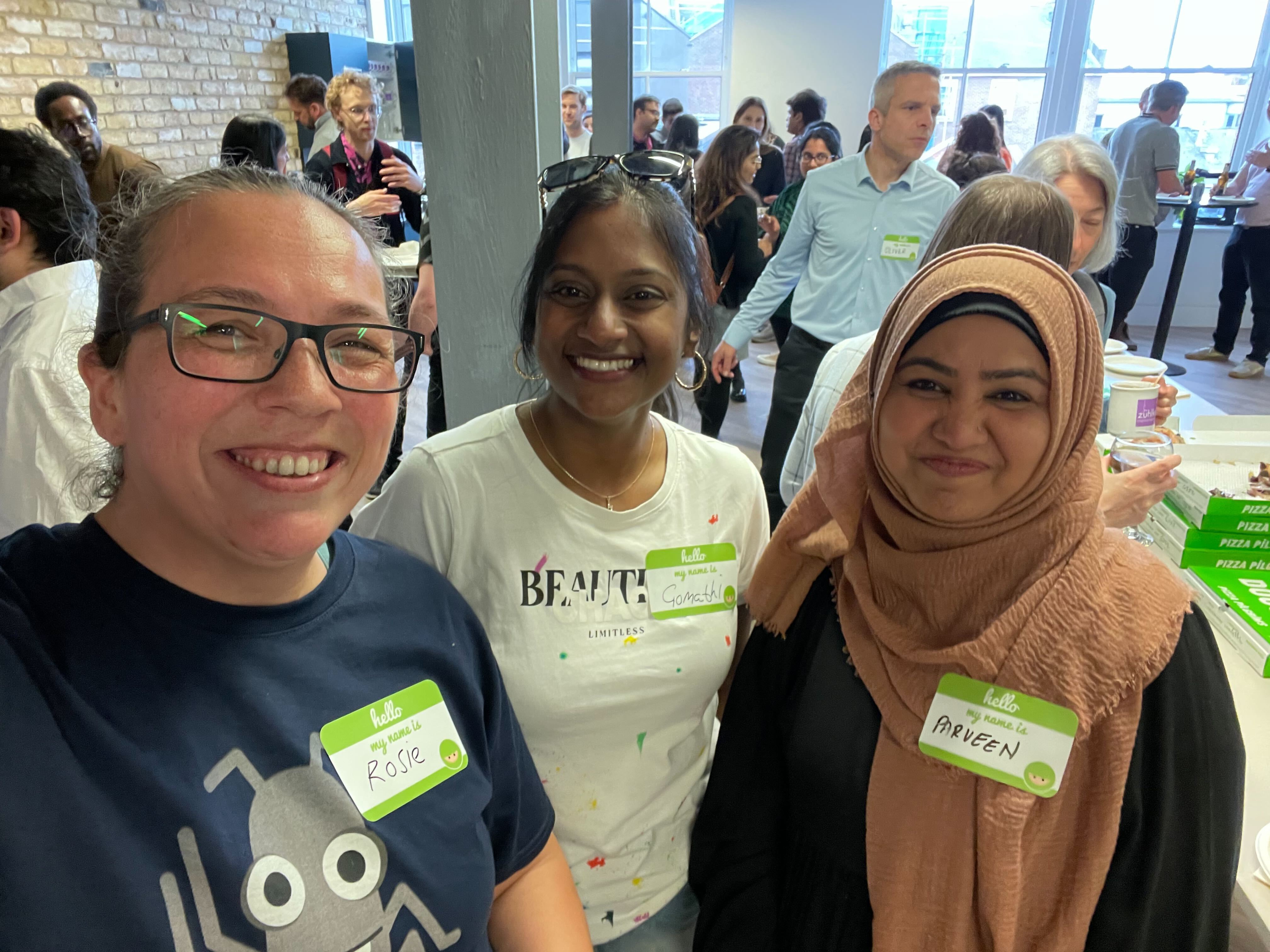 Rosie, Gomathi and Parveen pose for a selfie