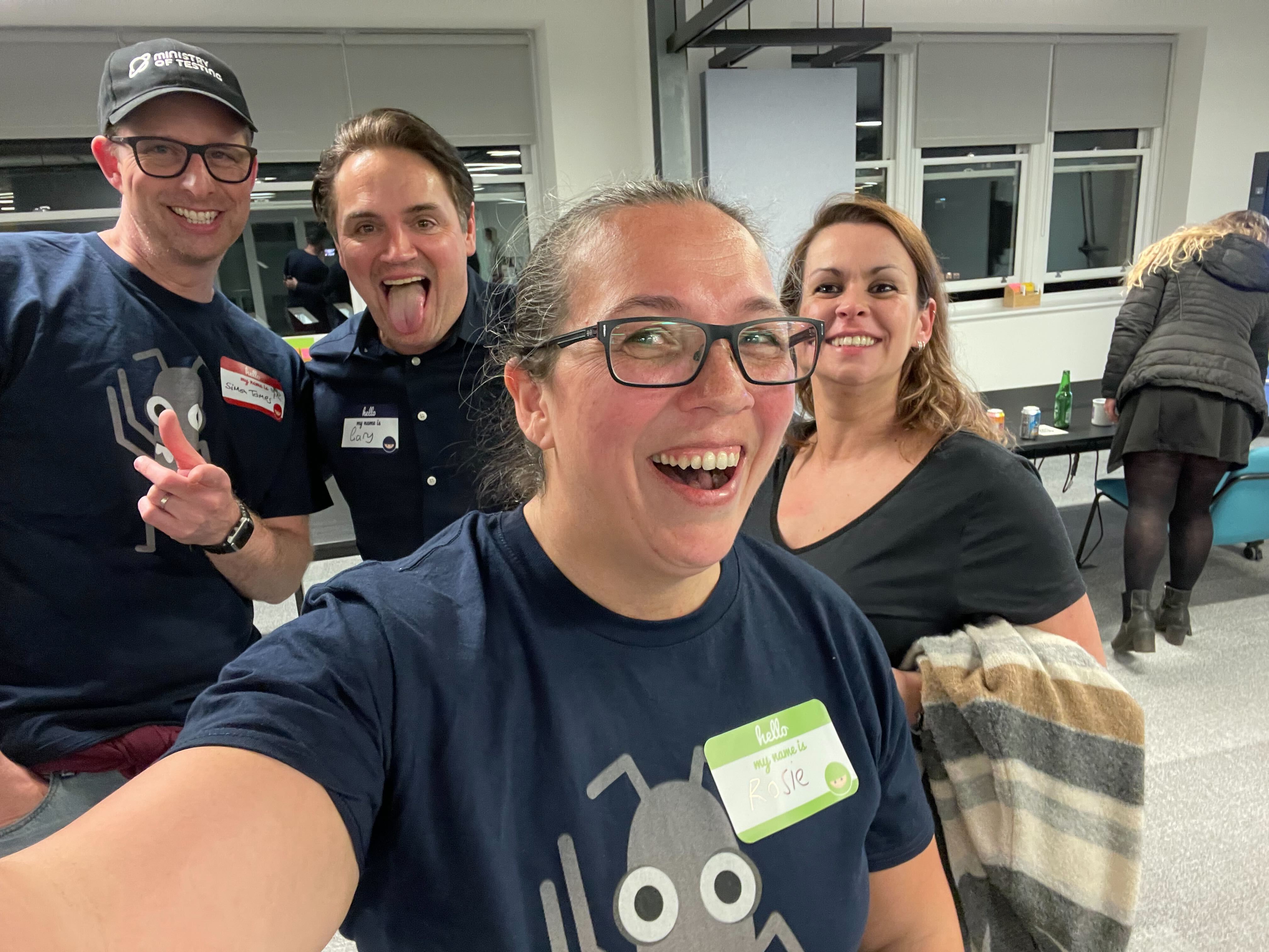 Happy selfie faces with Simon, Gary, Diana and Rosie