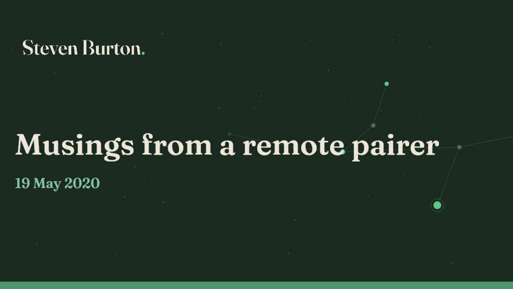 Musings from a remote pairer image image