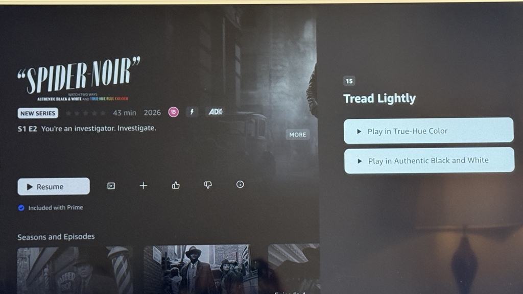 On the page for Spider-man Noir no visible navigation or indicators can be seen.  image