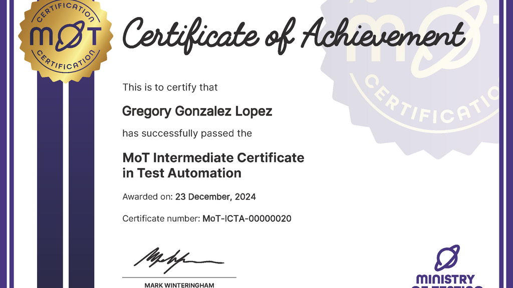 MoT Intermediate Certificate in Test Automation image