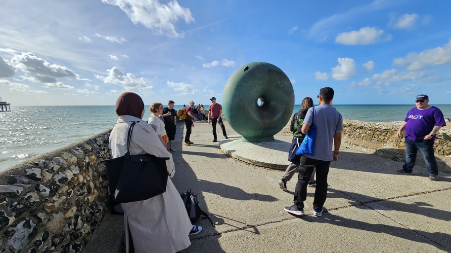 First landmark on the walking tour: the donut... or is it a bagel? image