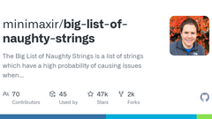Big list of naughty strings image