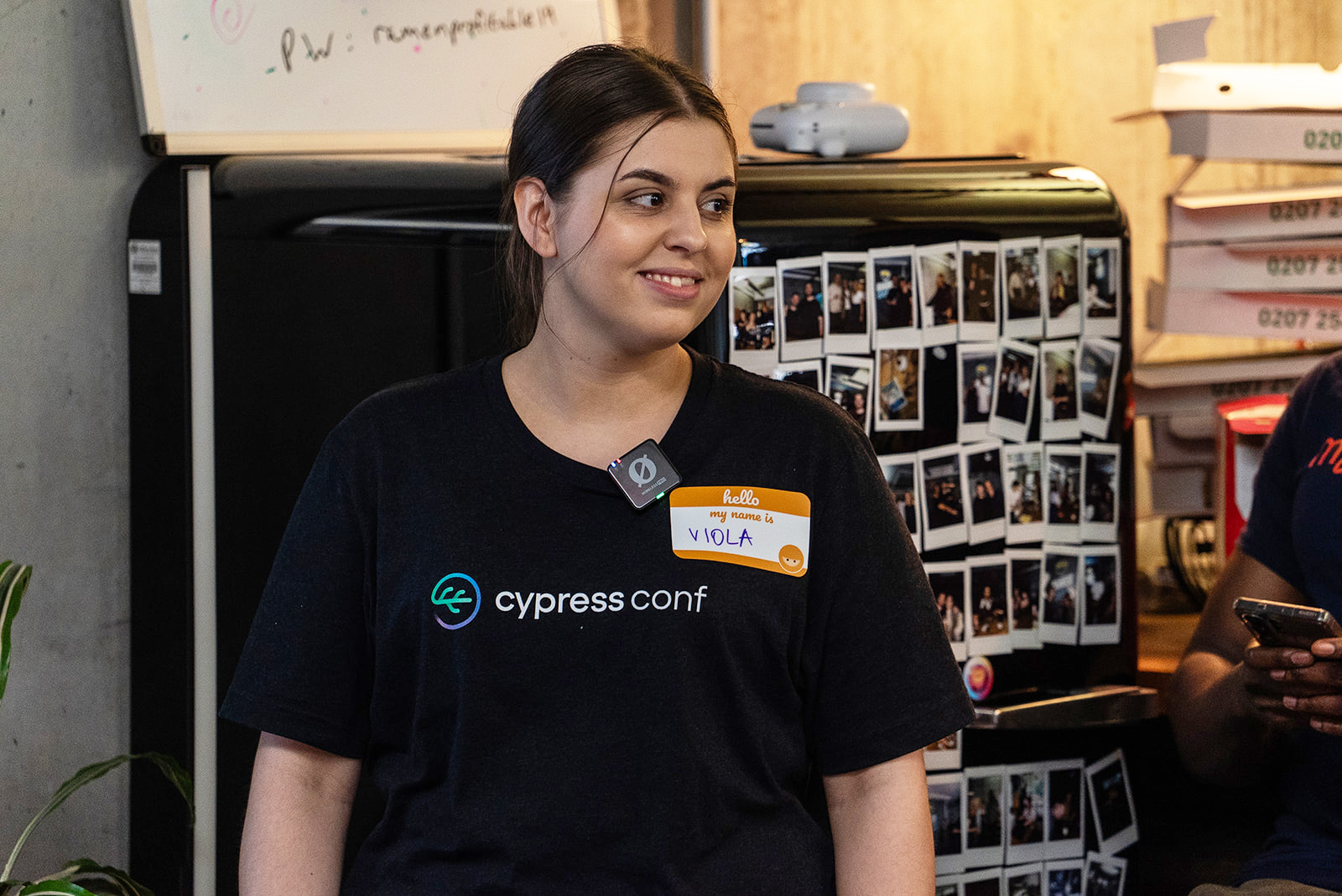 A photo of Viola Lykova delivering her talk at MoT London