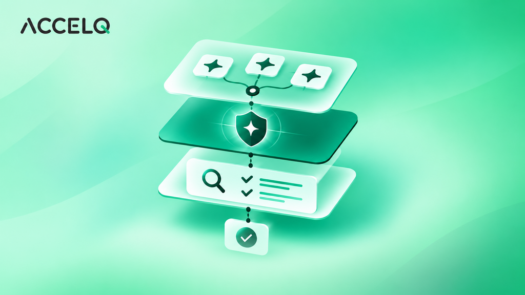 Illustration of AI agents passing through a security checkpoint and review checklist, representing human oversight of... image