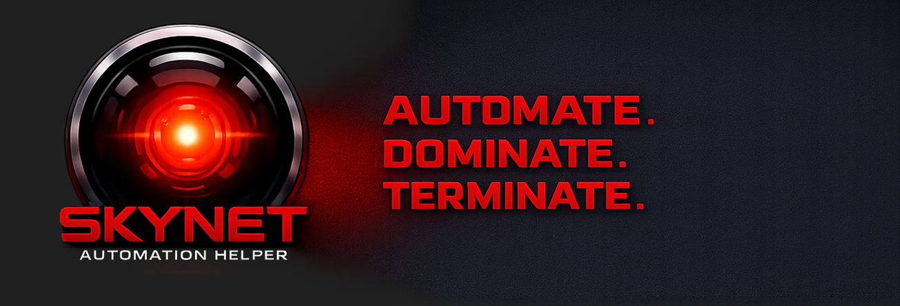 Pictured here is the logo for Skynet, a purpose-built automation helper tool. image