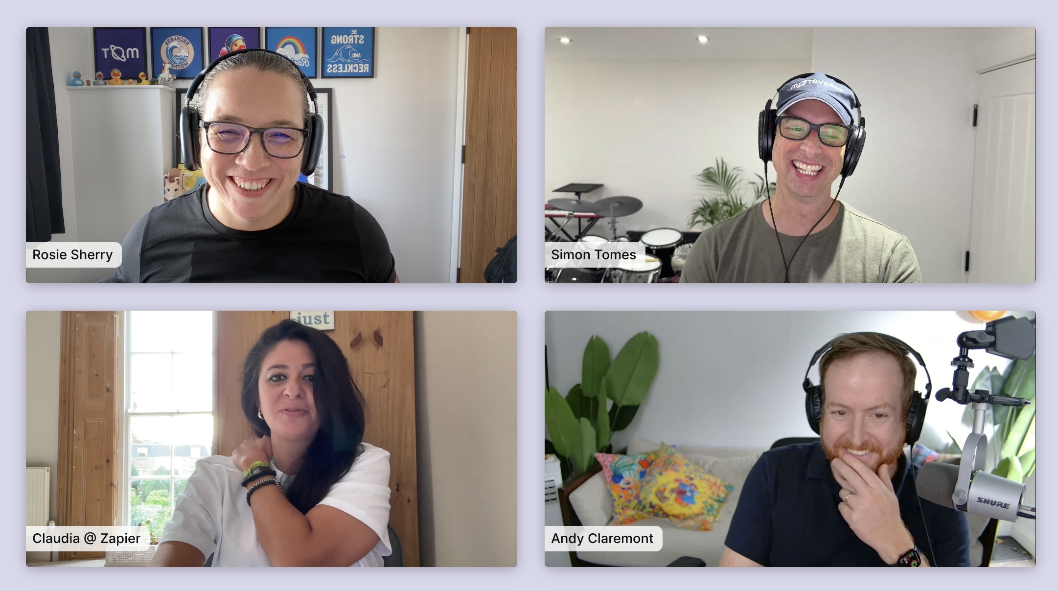 Virtual screenshot of Rosie Sherry, Simon Tomes, Claudia Cafeo and Andy Claremont. image
