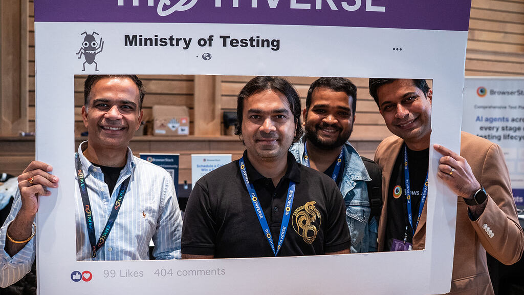 A photo of BrowserStack people within a MoTaverse frame.