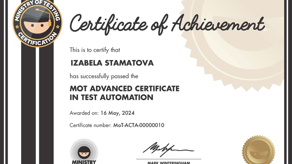 MoT Advanced Certificate in Test Automation image