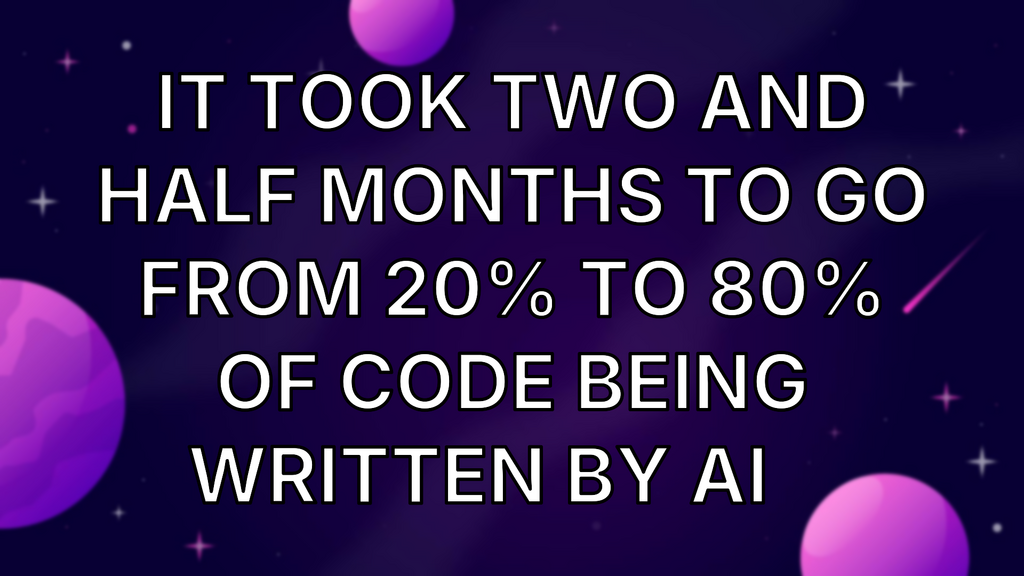 It took two and half months to go from 20% to 80% of code being written by AI 😮 image