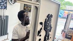 Rug tufting is a serious business!!! 
A real artist at work here crafting Bug 👏🏽 image